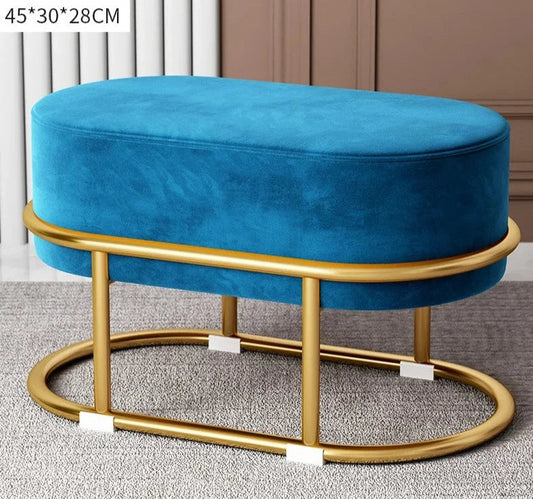 Nordic Oval Fabric Shoe Changing Stool - Blue Living Room Sofa Stool
